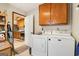 Laundry room featuring a washer and dryer, with a view into the kitchen at 375 Wellington Mill Rd, Whitesburg, GA 30185
