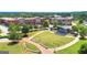 Aerial view showing a community park and the outdoor event space at 768 Scales Rd, Suwanee, GA 30024