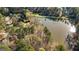Breathtaking aerial view of homes surrounded by a dense forest along a winding lake at 171 Rockspray Rdg, Peachtree City, GA 30269