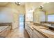 Bathroom featuring double vanity, soaking tub, and tile flooring at 3393 Willow Glen Trl, Suwanee, GA 30024