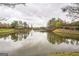 Beautiful pond with fountain surrounded by trees and foliage at 3393 Willow Glen Trl, Suwanee, GA 30024