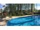 Sparkling blue swimming pool surrounded by lush greenery and a patio area, perfect for outdoor relaxation at 233 Creekstone Bnd, Peachtree City, GA 30269