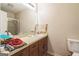This bathroom is well-lit and features a vanity, mirror, and shower at 104 Amberidge Nw Dr, Cartersville, GA 30121