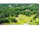 Expansive green land with mature trees connected by a white winding path with a road nearby at 129 Old Norton Rd, Fayetteville, GA 30215