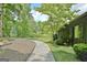 Yard space with crushed rock pathway leading to wooded area at 129 Old Norton Rd, Fayetteville, GA 30215