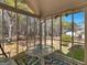 Cozy screened porch with a table, rug and view of the wooded backyard, offering a serene retreat at 115 Christie Ln, Mcdonough, GA 30252
