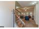 Spacious foyer with staircase leading to a cozy living room with fireplace at 4050 Villagewood Ln, Ellenwood, GA 30294