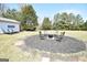 A fire pit area with chairs on a bed of mulch in the backyard at 116 Ducati Dr, Mcdonough, GA 30252