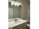Bathroom with a white vanity, mirror, vanity lights, toilet, and shower at 2470 Wevok Way, Grayson, GA 30017