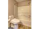This bathroom offers a toilet and shower/tub combination with tile flooring and good lighting at 130 Bradley Pl, Mcdonough, GA 30253