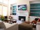Spacious living room with fireplace, built-in shelves, and abundant natural light at 185 Ridgewood Dr, Fayetteville, GA 30215