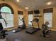 Community gym equipped with various exercise machines, natural light and ceiling fan at 227 Fenwick Cir, Mcdonough, GA 30253