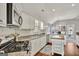 Modern kitchen showcasing white cabinets, granite countertops, and stainless steel appliances at 147 Kripple Kreek Dr, Sharpsburg, GA 30277