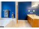 Bathroom with soaking tub and a double vanity at 801 Streamside Dr, Mcdonough, GA 30252