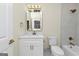 Bathroom featuring vanity with mirror and hardware, toilet, and shower with bronze hardware at 1188 Oakland Sw Ln, Atlanta, GA 30310