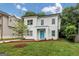 Well-manicured front yard with a two-story home that has an inviting bright blue front door at 1188 Oakland Sw Ln, Atlanta, GA 30310