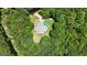 A stunning aerial view of a secluded home with lush foliage and a private in-ground pool at 575 Chuli Rd, Locust Grove, GA 30248