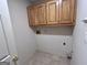 Functional laundry area with upper cabinets and connections for washer and dryer at 116 Glendale Dr, Peachtree City, GA 30269