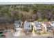 This aerial view highlights the home's location within a beautiful tree-lined neighborhood at 4654 Liberty Square Dr, Acworth, GA 30101