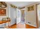 Welcoming entryway features wood flooring, a closet and a half-lite door with sidelights at 275 S Bethany Rd, Mcdonough, GA 30252