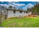Spacious fenced backyard with mature trees and a wooden deck at 1910 Reese Rd, Rutledge, GA 30663
