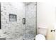Modern bathroom showcases a glass-enclosed shower with stylish tile and sleek fixtures at 2145 Venesa Cir, Austell, GA 30168