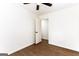 Bright bedroom with ceiling fan and open closet at 2145 Venesa Cir, Austell, GA 30168