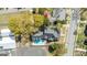 An aerial shot of the home with a swimming pool and a detached garage at 2173 Conyers Se St, Covington, GA 30014