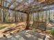 Wood pergola with swing and hanging lights in a wooded backyard at 1190 N Ola Rd, Mcdonough, GA 30252