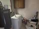 Laundry room featuring a washing machine, dryer and some storage space at 222 Farmbrook Pkwy, Stockbridge, GA 30281