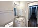 Bathroom features granite countertop and new light fixture at 6635 Hidden Brook Trl, South Fulton, GA 30349