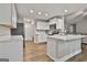 Modern kitchen with white cabinets, stainless steel appliances, quartz countertops, and hardwood floors at 2112 Highway 54, Moreland, GA 30259