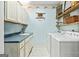 Bright laundry room with front loading washer and dryer, sink, ample counter space, and storage cabinets at 313 Dingler Rd, Moreland, GA 30259
