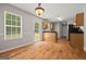 The bright dining area features hardwood floors and a door leading to the backyard at 60 Charlotte Blvd, Stockbridge, GA 30281
