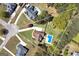 Aerial view of a house with a pool and large manicured yard at 249 Edenwylde Ct, Hampton, GA 30228