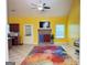 Spacious living room with brick fireplace and door to the outside at 4050 Old Fairburn Rd, Atlanta, GA 30349