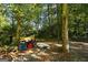 A small backyard clearing with tools and equipment scattered amongst the trees at 1721 Telfair Chase Way, Lawrenceville, GA 30043