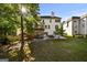 Landscaped backyard with a deck, patio, mature trees, and green grass at 1721 Telfair Chase Way, Lawrenceville, GA 30043