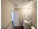 Bright bathroom featuring a granite countertop, a mirror, and vanity at 371 Coral Cir, Mcdonough, GA 30253