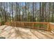 Wooden deck in backyard surrounded by trees, offering a private outdoor space at 5265 Brookhollow Dr, Douglasville, GA 30135