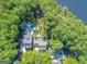 An aerial view of an estate that features a private backyard swimming pool and beautifully landscaped grounds at 504 Telfair Park, Peachtree City, GA 30269