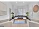 Living room boasting a cozy gray couch, matching chairs, plantation shutters, and a patterned rug at 504 Telfair Park, Peachtree City, GA 30269