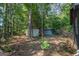Landscape of the backyard featuring lots of trees, and a storage shed at 204 Mitchell Rd, Fayetteville, GA 30214