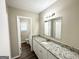 Bathroom features a large vanity with granite countertops at 4992 Needle Knob Ct, Lithonia, GA 30038