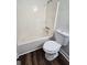 Close up on the shower and toilet of this well-lit bathroom at 240 Carsons Cv, Mcdonough, GA 30253