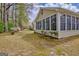 Beautiful backyard with mature trees, lush greenery, and a sunroom at 1010 Pinehurst Dr, Peachtree City, GA 30269