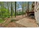 The backyard features a concrete patio and wooded views at 5296 Golfcrest Cir, Stone Mountain, GA 30088