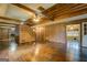 Open concept living room boasts hardwood floors and stairs to the second level at 6140 Ginn Se St, Covington, GA 30014