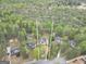 Aerial view of the 2.39 acre property outlining a large wooded lot with mature trees, landscaped grounds and pool at 70 Barrington Farms Ct, Sharpsburg, GA 30277