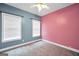Bright bedroom with two windows, neutral carpet, and two-tone walls at 70 Barrington Farms Ct, Sharpsburg, GA 30277